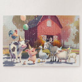 Party Tiere im Stall Gänse Schweinekühe Puzzle