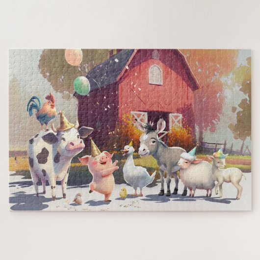 Party Tiere im Stall Gänse Schweinekühe Puzzle (Horizontal)