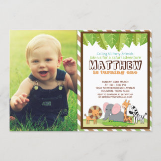 Party Tiere Jungle Safari Geburtstags-Foto Einladung
