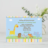 Party Tiere Kindergeburtstag Party Einladung (Stehend Vorderseite)