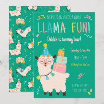 Party-Tiere Lama Geburtstagsmädchen Grün