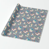 Party-Tiere Llama Geburtstagsfeier Grau Geschenkpapier (Ungerollt)