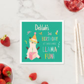 Party-Tiere Llama Geburtstagsmädchen Grün Serviette (Beispiel)
