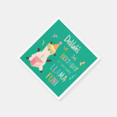 Party-Tiere Llama Geburtstagsmädchen Grün Serviette (Ecke)