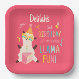 Party-Tiere Llama Geburtstagsmädchen Rosa Pappteller
