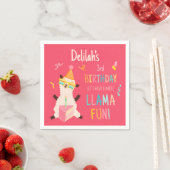 Party-Tiere Llama Geburtstagsmädchen Rosa Serviette (Beispiel)