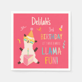 Party-Tiere Llama Geburtstagsmädchen Rosa Serviette