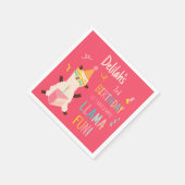 Party-Tiere Llama Geburtstagsmädchen Rosa Serviette (Ecke)