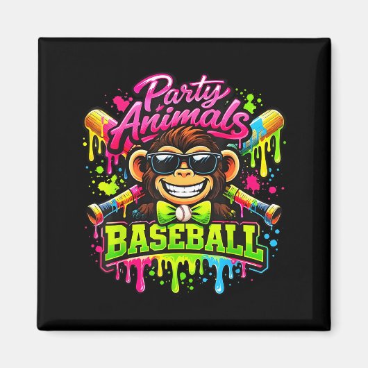 Party-Tiere Meme Baseball lustiger Affe Magnet (Vorne)