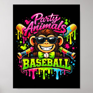 Party-Tiere Meme Baseball lustiger Affe  Poster