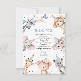 Party Tiere niedlich Safari Geburtstagsparty Dankeskarte