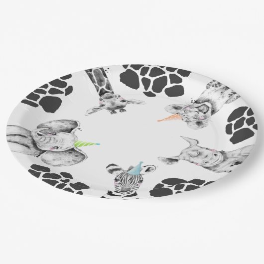 Party Tiere Papier Teller | Safari Party Teller (Schrägansicht)
