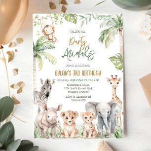 Party-Tiere Safari Dschungel Zoo Kinder Geburtstag Einladung