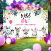 Party Tiere Safari Girl Pink Wild One Hintergrund Banner