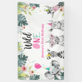 Party Tiere Safari Girl Pink Wild One Hintergrund Banner (Vertikal)