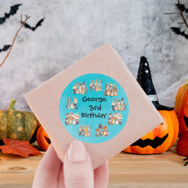 Party Tiere Thema zu Halloween Geburtstag Runder Aufkleber