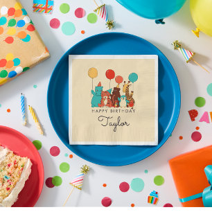 Party-Tiere Tiger, Pinguin, Nilpferd Kindergeburts Serviette