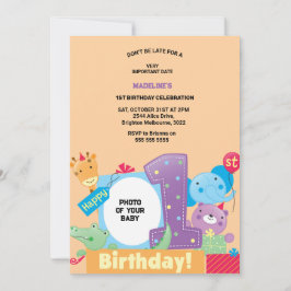 Party Tiere Wild Safari Orange Geburtstagsparty Einladung