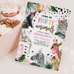 Party Tiere Wild Safari Pink Girl Geburtstagsparty Einladung<br><div class="desc">Party Tiere Wild Safari Pink Girl Geburtstagsparty Einladung Alle Designs sind © PIXEL PERFECTION PARTY LTD</div>