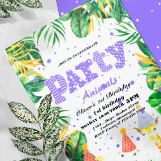 Party Tiere Wild Safari Pink Girl Geburtstagsparty Einladung