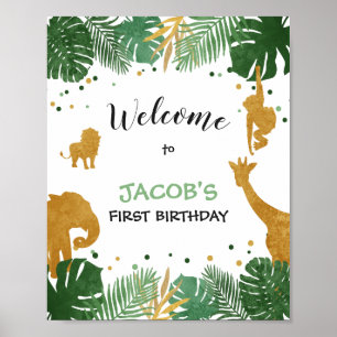 Party Tiere Willkommen Sign Zoo Safari Jungle Poster