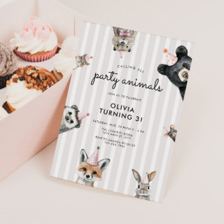 Party Tiere Woodland Geburtstag Einladung