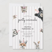 Party Tiere Woodland Geburtstag Einladung (Vorderseite)