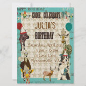 Party Tiere zum Geburtstag Einladung (Vorderseite)