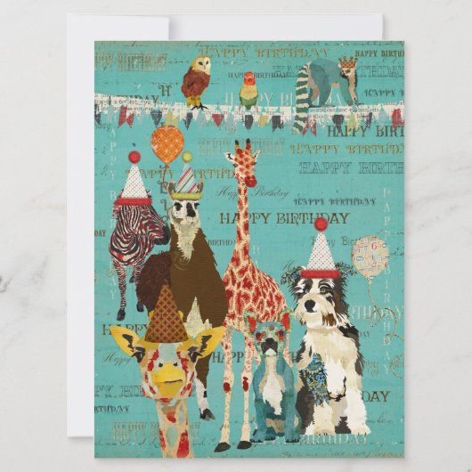 Party Tiere zum Geburtstag Einladung (Rückseite)