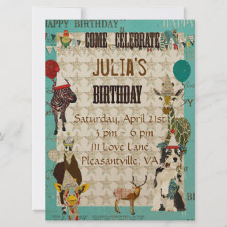 Party Tiere zum Geburtstag Einladung