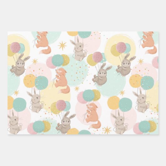 Party Tierfarbige Kinder Geschenkpapier Set (Vorderseite)