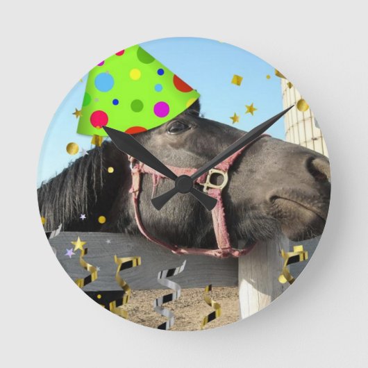 Party Tierpferd Runde Wanduhr (Vorderseite)