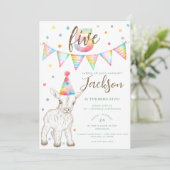 Party Tierziege 5. Geburtstag Einladung für Kinder (Stehend Vorderseite)