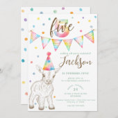 Party Tierziege 5. Geburtstag Einladung für Kinder (Vorne/Hinten)