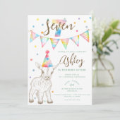 Party Tierziege 7. Geburtstag Einladung für Kinder (Stehend Vorderseite)