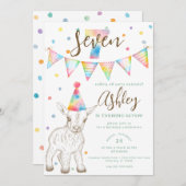 Party Tierziege 7. Geburtstag Einladung für Kinder (Vorne/Hinten)