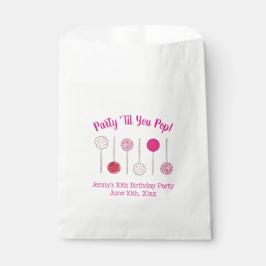 Party Til You Pop Pink Mattiert Cake Pop Geschenktütchen (Vorderseite)