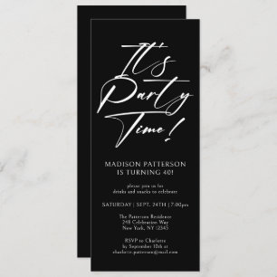 Party Time 40. Geburtstag Party Einfache Eleganz Einladung