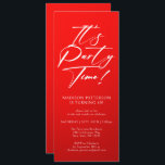 Party Time 40. Geburtstag Party Einfache Eleganz Einladung<br><div class="desc">Es ist Party Time 40th 40th Birthday Party Simple Elegant Invitation Invite bietet ein minimalistisches Design mit dem Text "It's Party Time!" in modernen weißen Kalligraphieskripttypografie und personalisiert unten mit Ihrem eigenen Text. Der bearbeitbare Schriftart kann mit einem roten Hintergrund verändert werden. Entworfen von © Evco Studio www.zazzle.com/store/evcostudio</div>