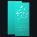 Party Time 40. Geburtstag Party Einfache Eleganz Einladung<br><div class="desc">Es ist Party Time 40th 40th Birthday Party Simple Elegant Invitation Invite bietet ein minimalistisches Design mit dem Text "It's Party Time!" in modernen weißen Kalligraphieskripttypografie und personalisiert unten mit Ihrem eigenen Text. Schriftart und Farbe können mit türkisfarbenem Hintergrund bearbeitet werden. Entworfen von © Evco Studio www.zazzle.com/store/evcostudio</div>