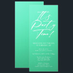 Party Time 40. Geburtstag Party Einfache Eleganz Einladung<br><div class="desc">Es ist Party Time 40th 40th Birthday Party Simple Elegant Invitation Invite bietet ein minimalistisches Design mit dem Text "It's Party Time!" in modernen weißen Kalligraphieskripttypografie und personalisiert unten mit Ihrem eigenen Text. Editierbarer Text Schriftart Stil und Farbe können mit einem aquamarinischen Hintergrund geändert werden. Entworfen von © Evco Studio...</div>
