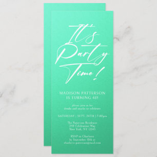 Party Time 40. Geburtstag Party Einfache Eleganz Einladung