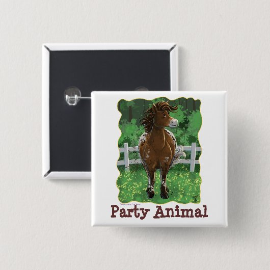 Party Time Appaloosa Pferd Button (Vorne & Hinten)