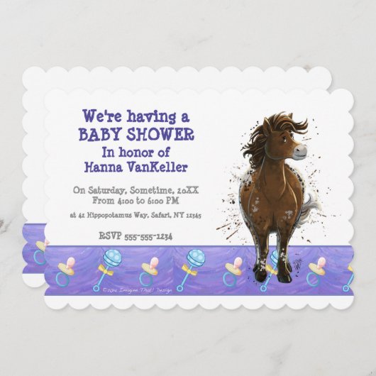 Party Time Appaloosa Pferd Einladung (Vorne/Hinten)