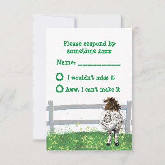 Party Time Appaloosa Pferd RSVP Karte (Rückseite)