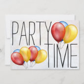 Party Time Balloons Geburtstagsparty Einladung (Vorderseite)