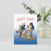 Party Time Bären Postkarte (Stehend Vorderseite)