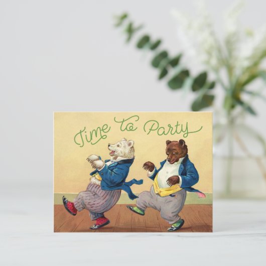 Party Time Bears Postkarte (Stehend Vorderseite)