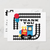 Party Time Birthday Train Danke Postcard Postkarte (Vorne/Hinten)