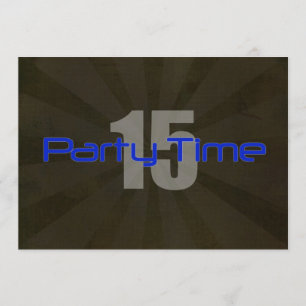 Party Time Black Gray Junge 15. Geburtstag Einladu Einladung